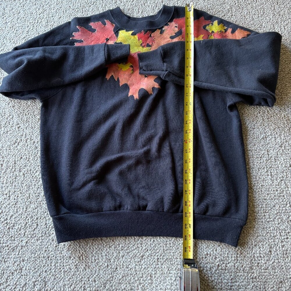 VTG Tultex L Black Fall Leaves Sweatshirt Cozy Autumn Handmade Teacher Top ๐ - Picture 9 of 9